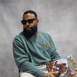 Patch embroidery garment-dyed sweatshirt