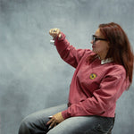 Patch embroidery garment-dyed sweatshirt