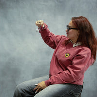 Patch embroidery garment-dyed sweatshirt
