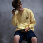 Patch embroidery garment-dyed sweatshirt