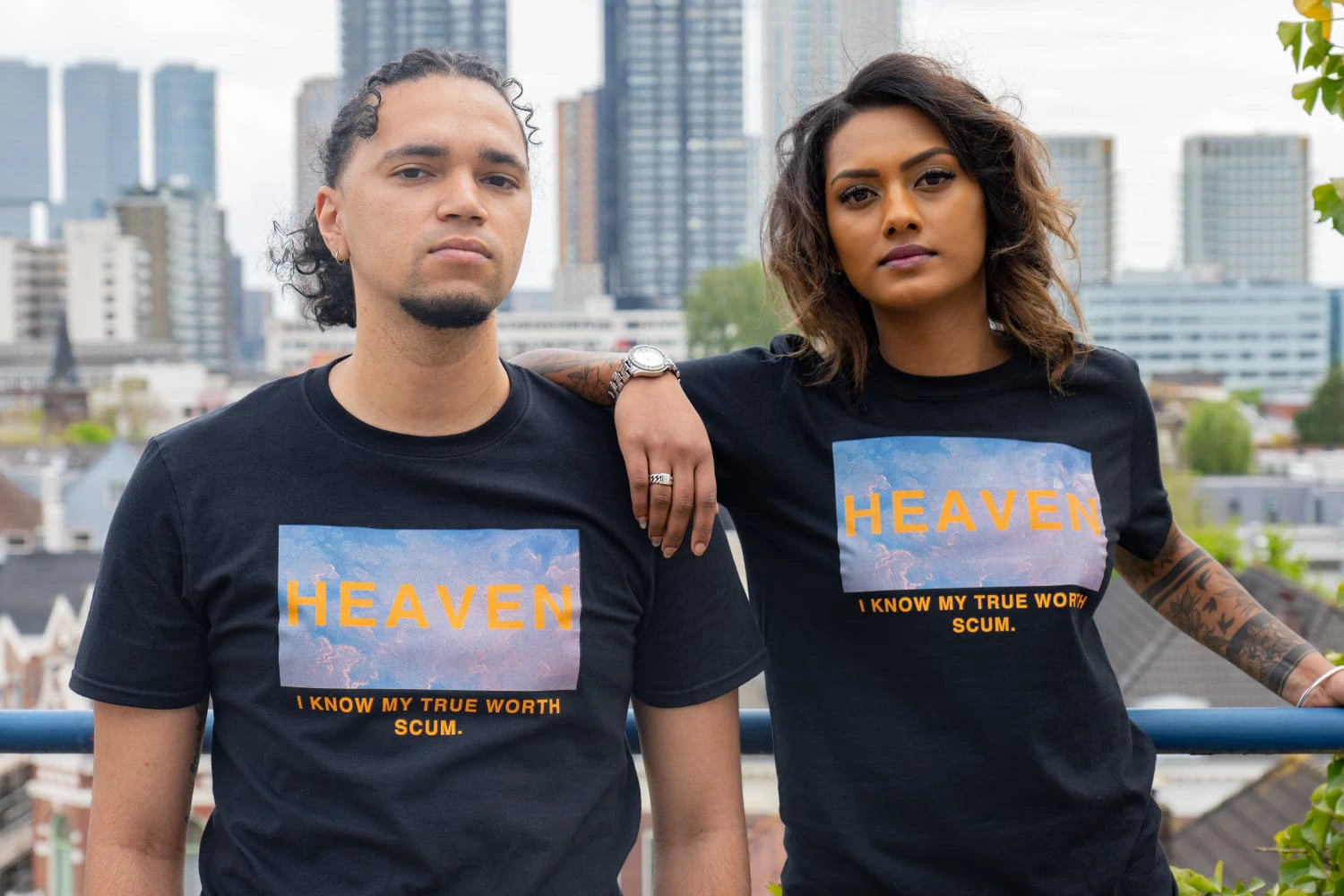 Black Heaven T-shirt with yellow letters